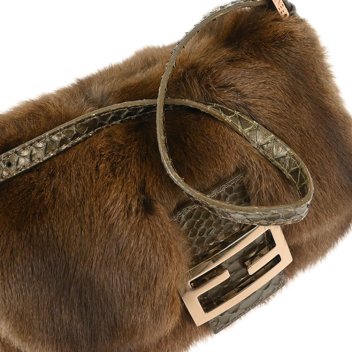 Fendi * Brown Rabbit Python Handbag
