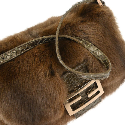 Fendi * Brown Rabbit Python Handbag