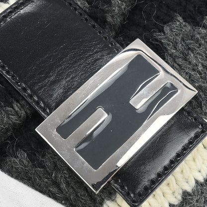 Fendi Gray Wool Baguette Handbag