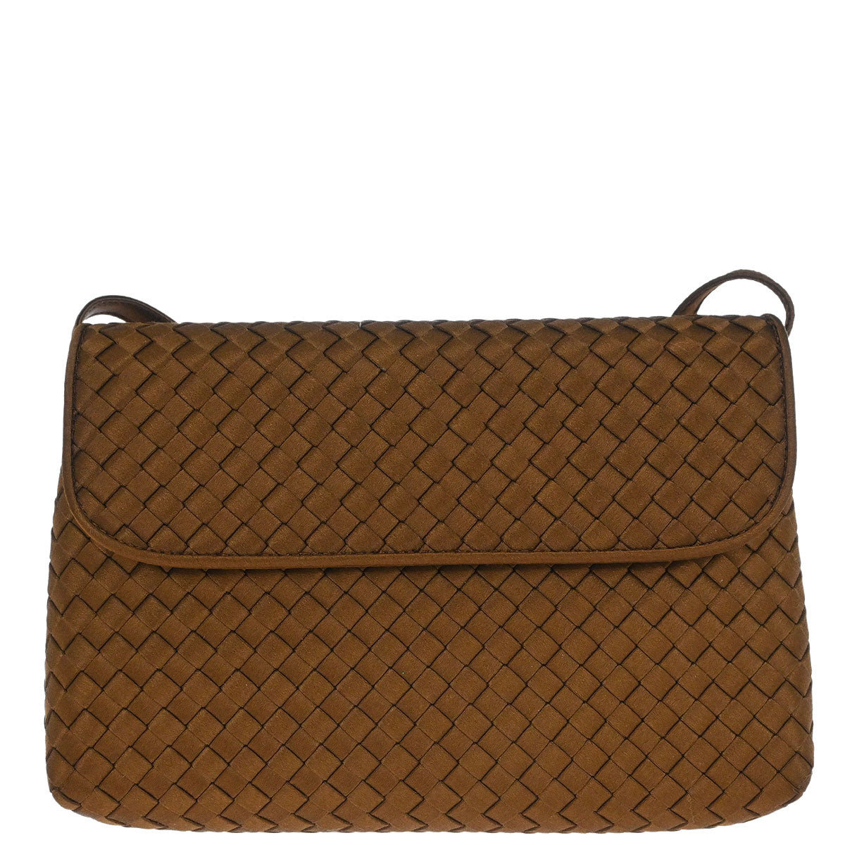 Bottega Veneta Brown Satin Intrecciato Shoulder Bag