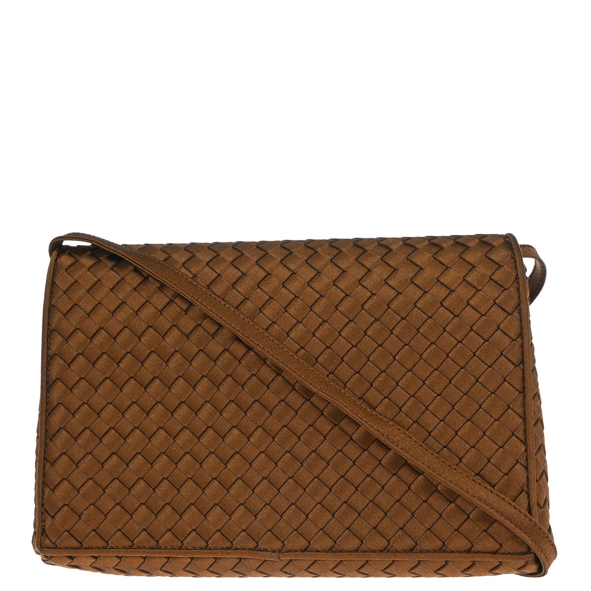 Bottega Veneta Brown Satin Intrecciato Shoulder Bag
