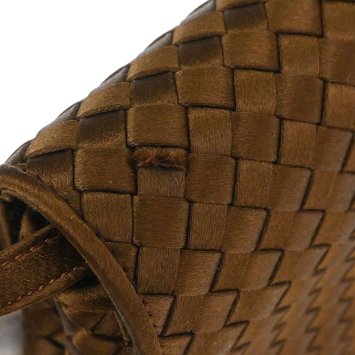 Bottega Veneta Brown Satin Intrecciato Shoulder Bag