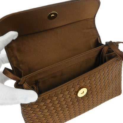 Bottega Veneta Brown Satin Intrecciato Shoulder Bag
