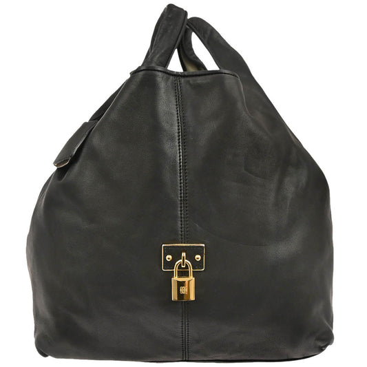 Loewe Black Leather Carrier GM Tote Handbag