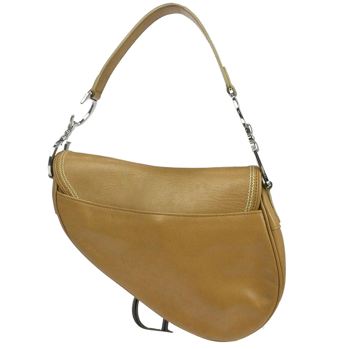 Christian Dior Beige Leather Saddle Handbag