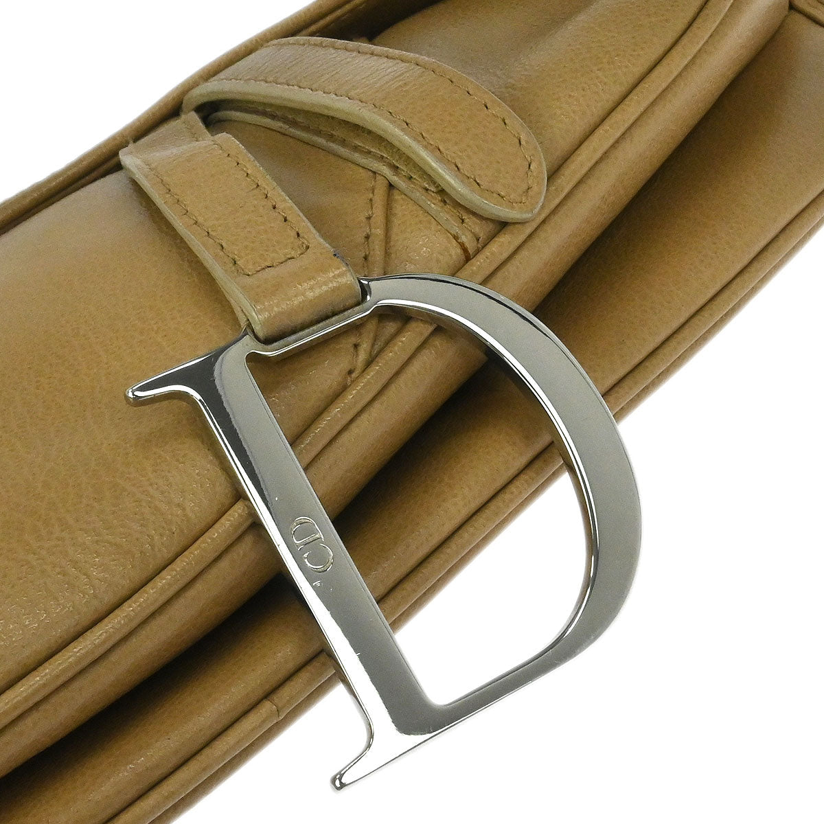 Christian Dior Beige Leather Saddle Handbag