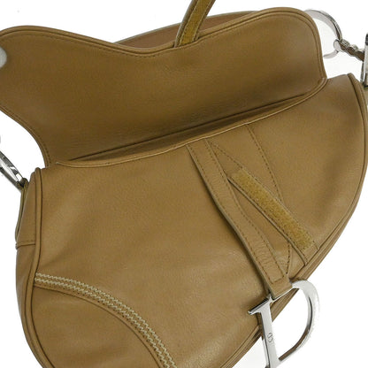 Christian Dior Beige Leather Saddle Handbag