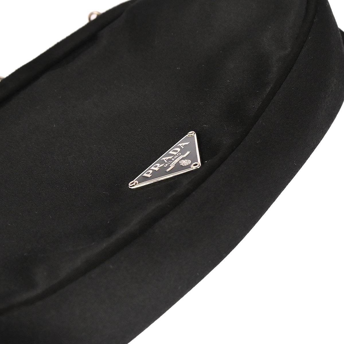 Prada Black Satin Kisslock Pochette Shoulder Bag