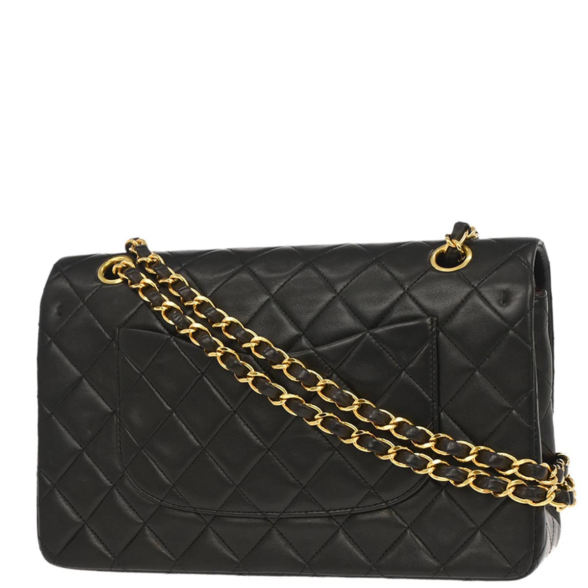 Chanel 1991-1994 Black Lambskin Medium Classic Double Flap Shoulder Bag