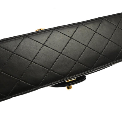 Chanel 1991-1994 Black Lambskin Medium Classic Double Flap Shoulder Bag