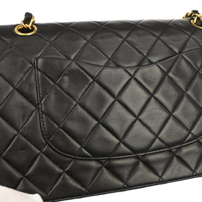 Chanel 1991-1994 Black Lambskin Medium Classic Double Flap Shoulder Bag