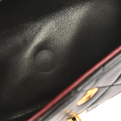 Chanel 1991-1994 Black Lambskin Medium Classic Double Flap Shoulder Bag