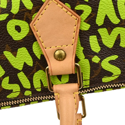 Louis Vuitton 2009 Green Monogram Graffiti Speedy 30 Handbag M93706