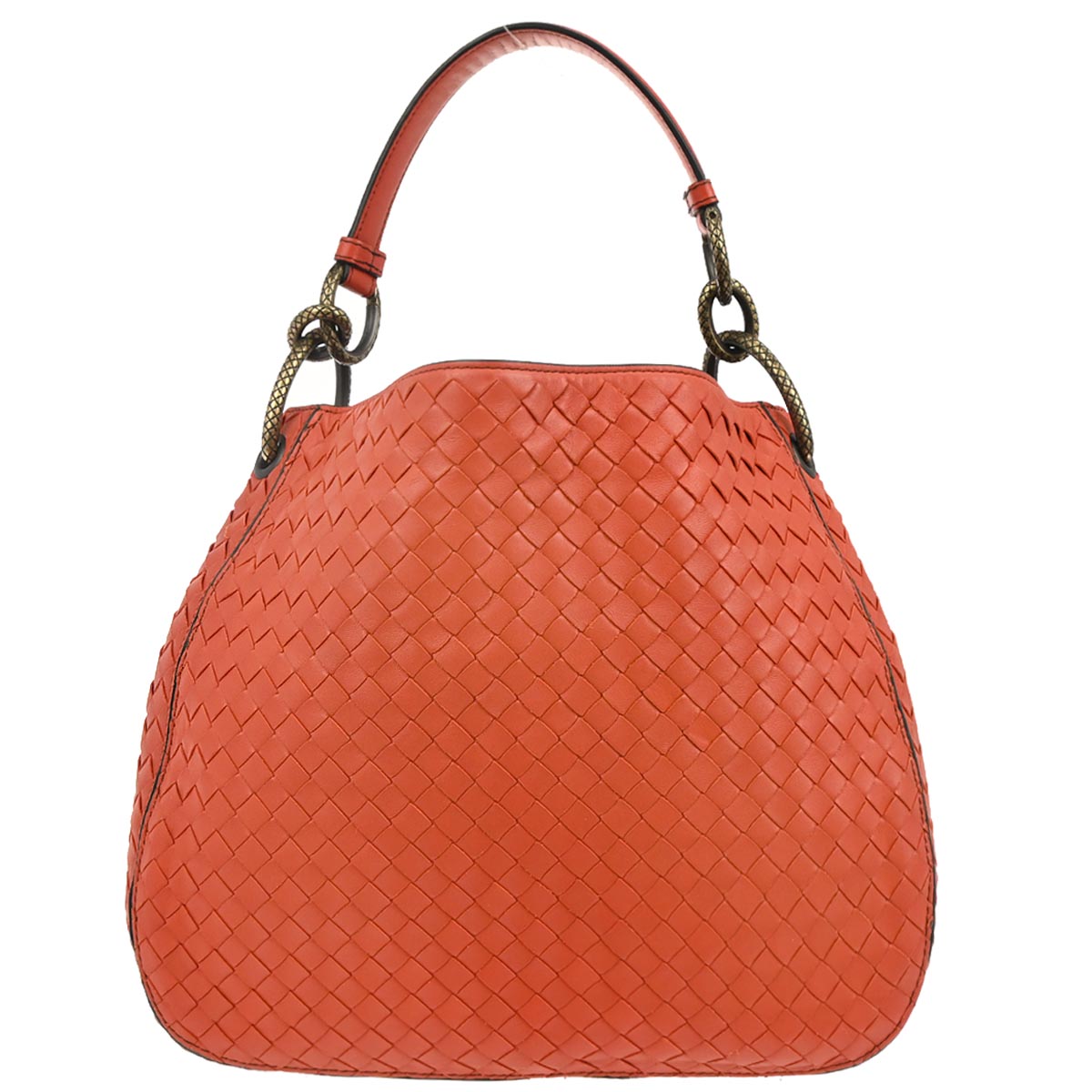 Bottega Veneta Red Lambskin Intrecciato Handbag