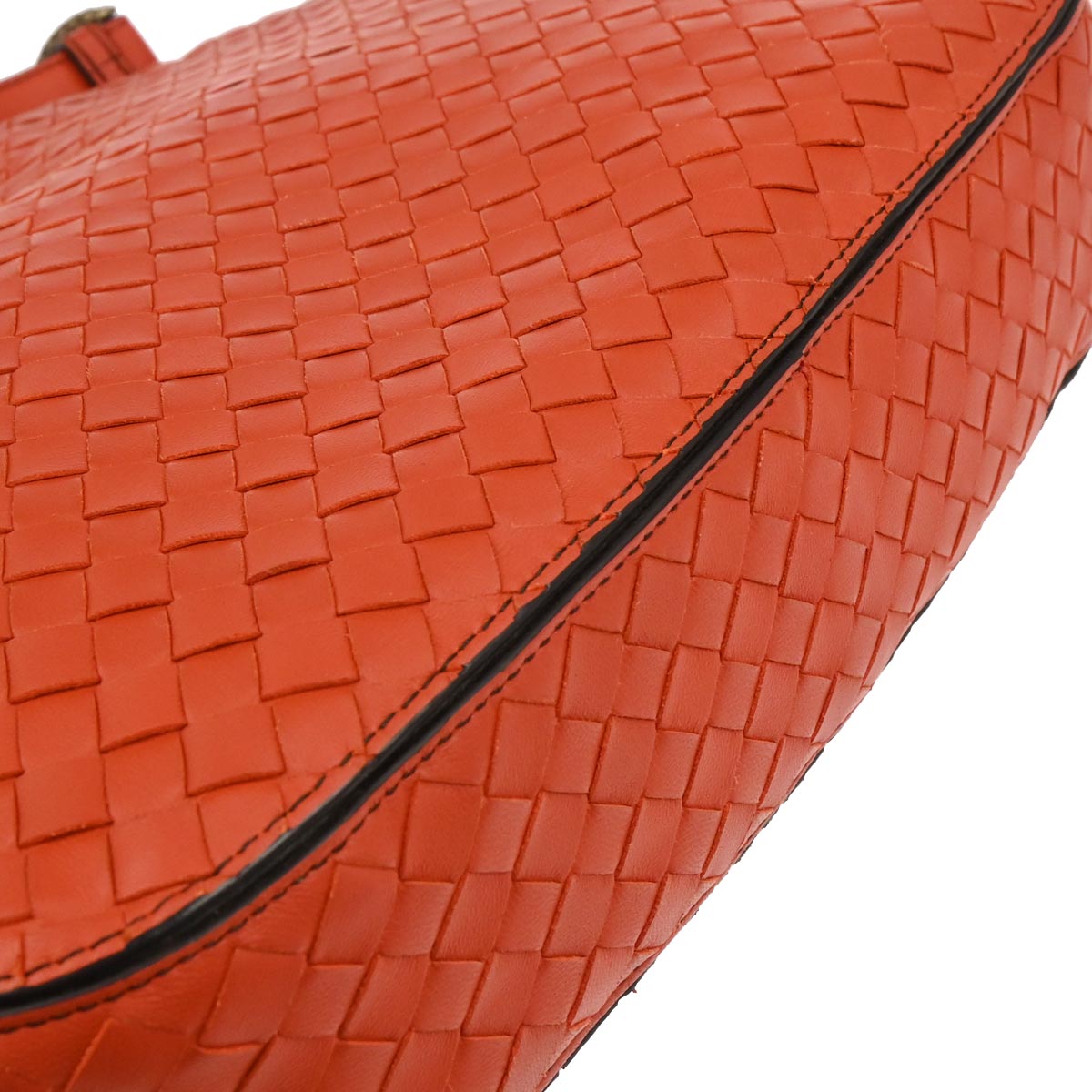 Bottega Veneta Red Lambskin Intrecciato Handbag