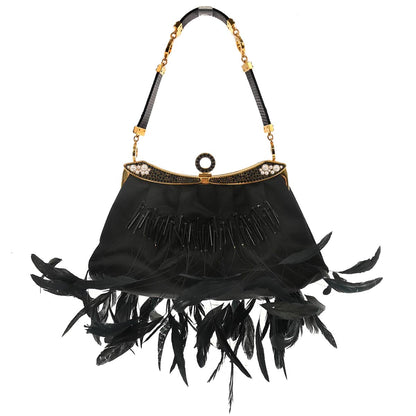 Bvlgari * Black Satin Lizard Handbag