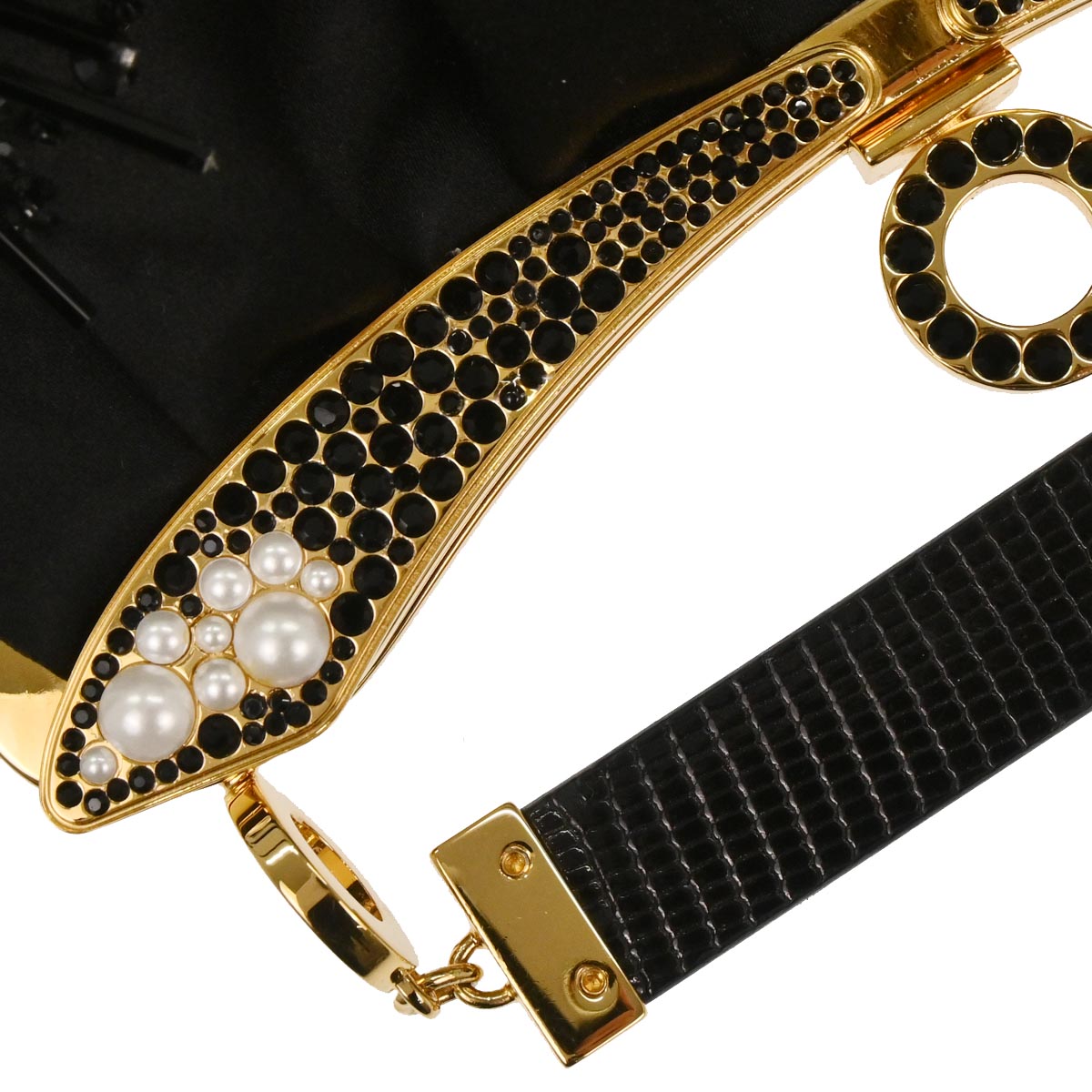 Bvlgari * Black Satin Lizard Handbag