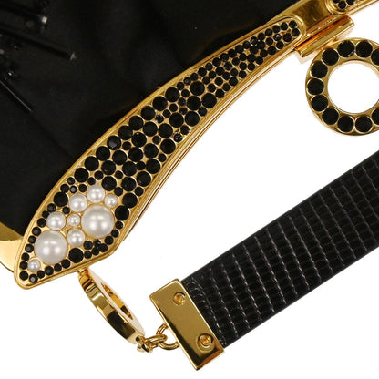 Bvlgari * Black Satin Lizard Handbag