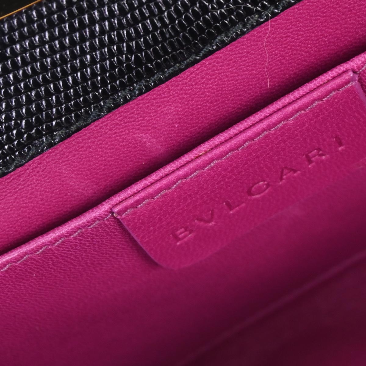 Bvlgari * Black Satin Lizard Handbag