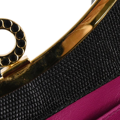 Bvlgari * Black Satin Lizard Handbag