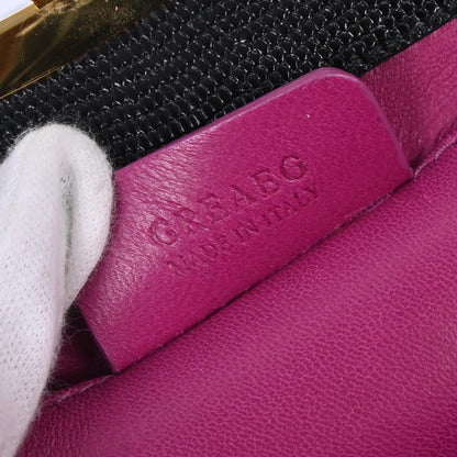 Bvlgari * Black Satin Lizard Handbag