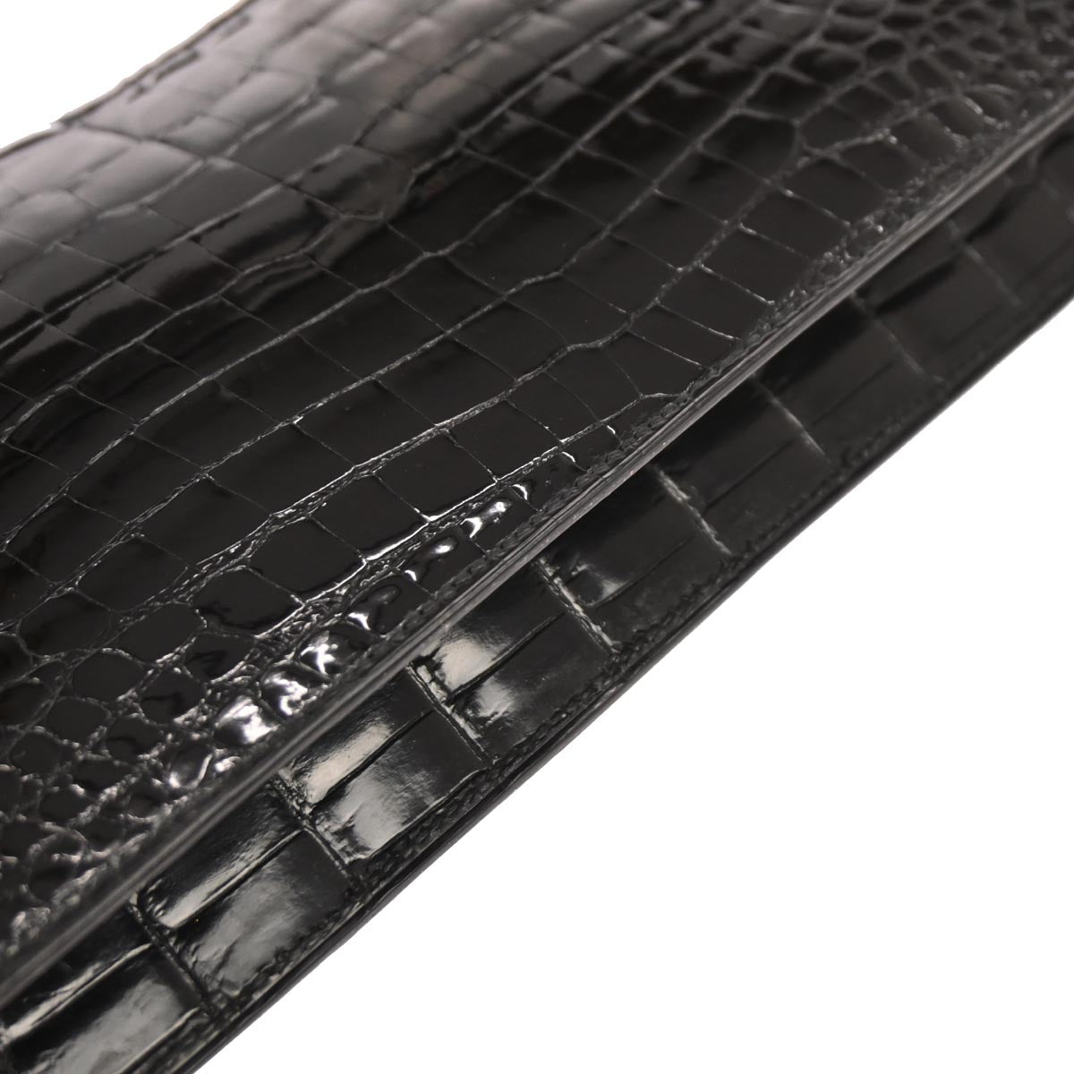 Hermes * Black Porosus Lydie Clutch Shoulder Bag