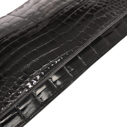 Hermes * Black Porosus Lydie Clutch Shoulder Bag