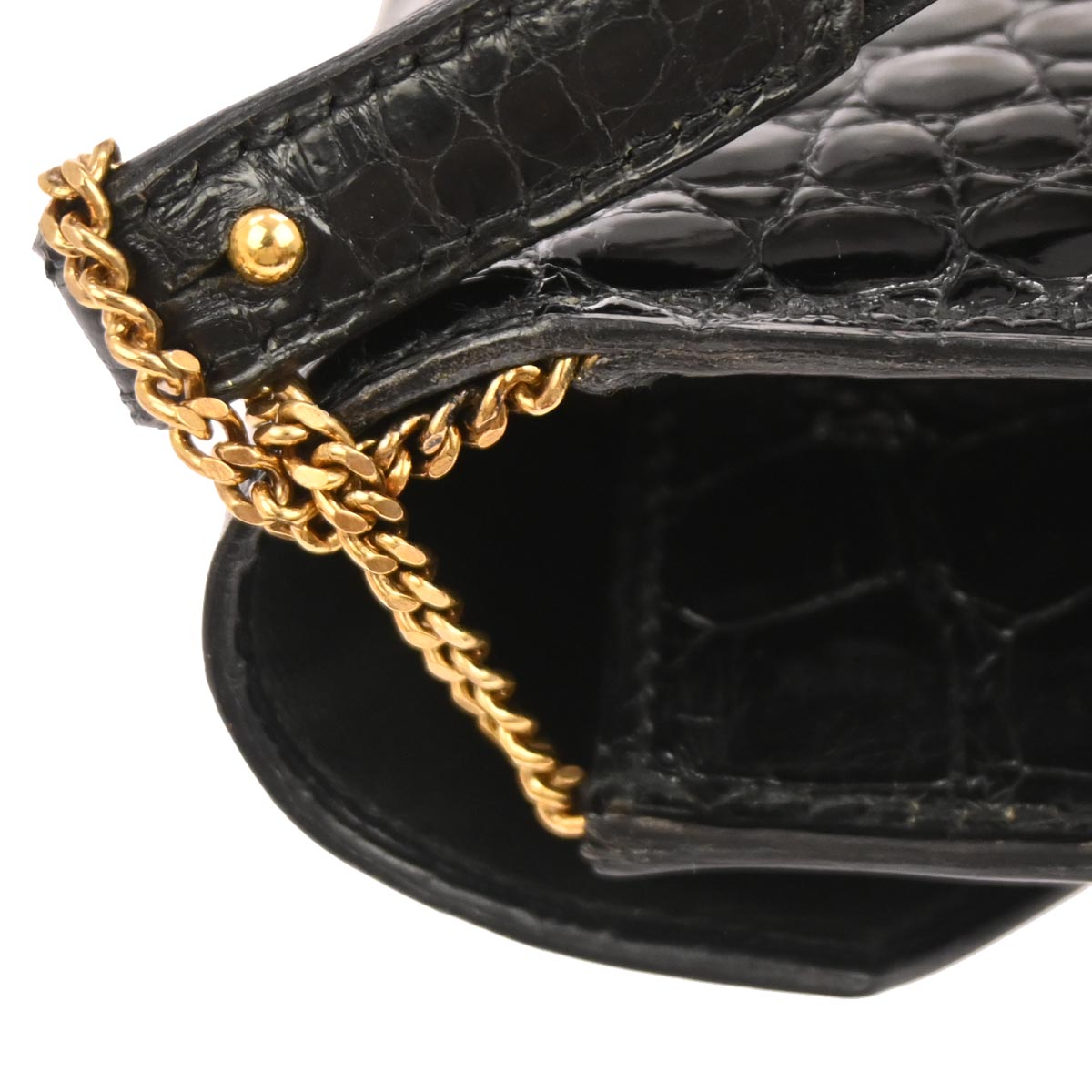 Hermes * Black Porosus Lydie Clutch Shoulder Bag