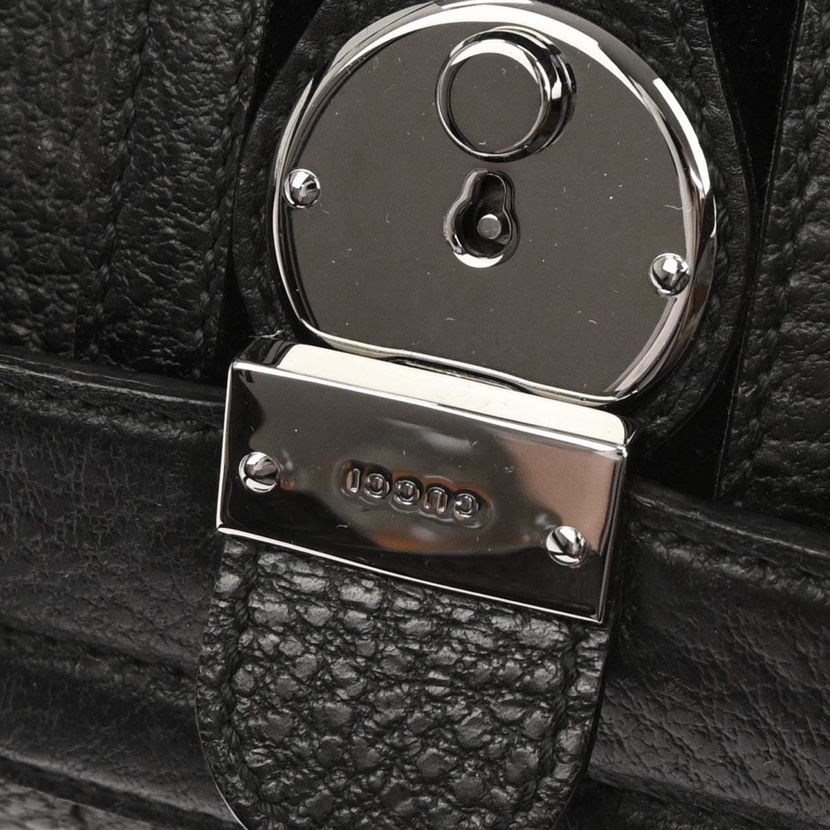 Gucci Black Leather Sherry Line Treasure Duffle Handbag