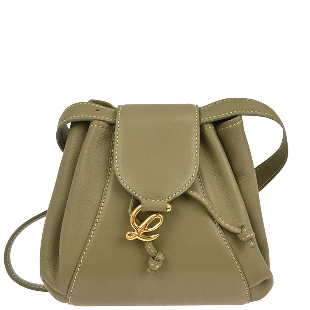 Loewe Khaki Leather Drawstring Shoulder Bag