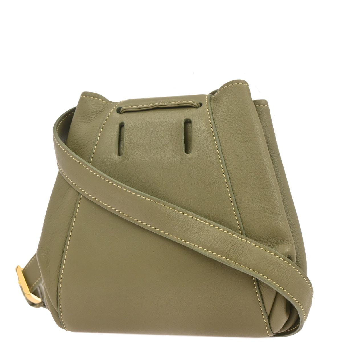 Loewe Khaki Leather Drawstring Shoulder Bag