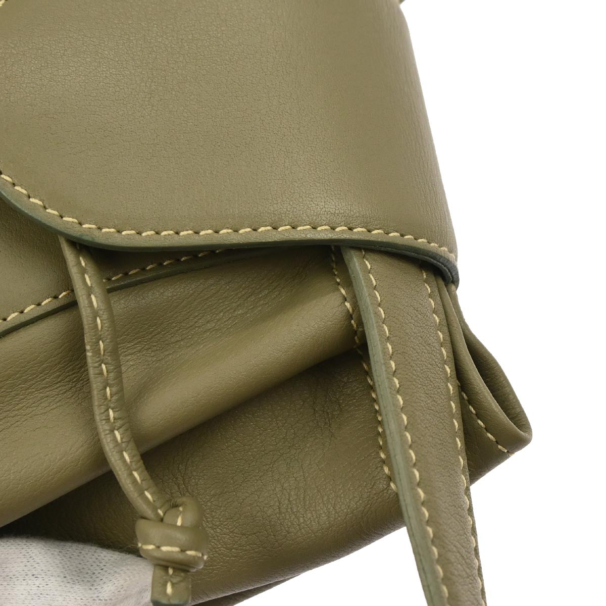 Loewe Khaki Leather Drawstring Shoulder Bag