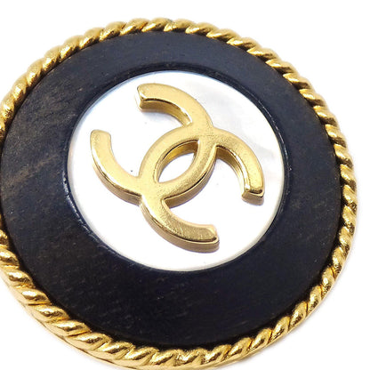 Chanel Costume Pearl Button Clip-On Earrings Gold 95A