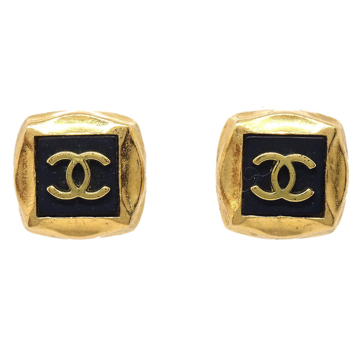 Chanel Square Clip-On Earrings Gold 95A