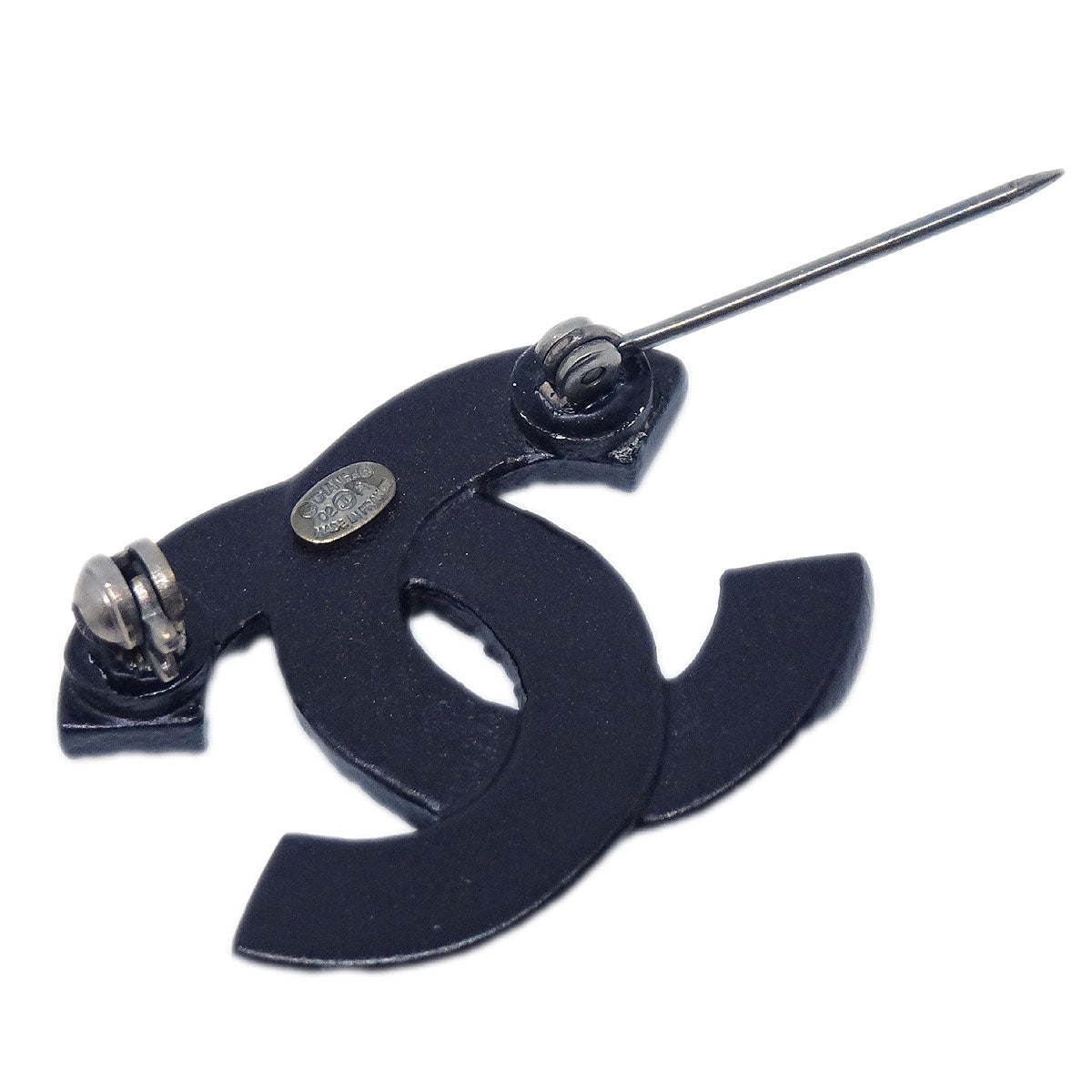 Chanel CC Brooch Pin Rhinestone Black 02A