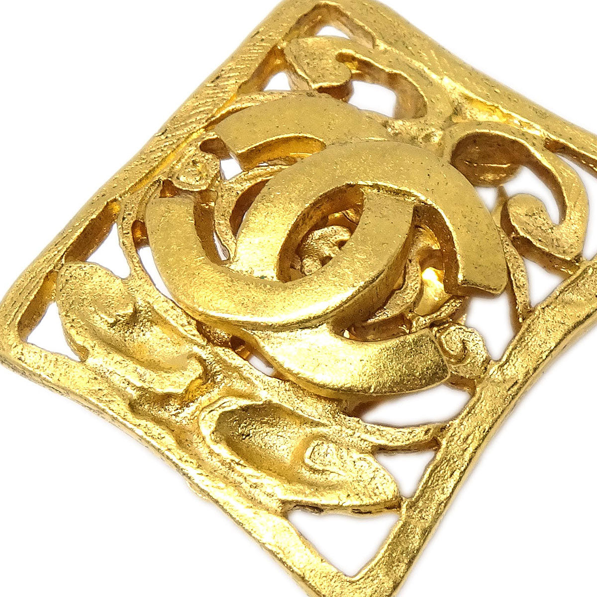 Chanel Rectangle Clip-On Earrings Gold 95A