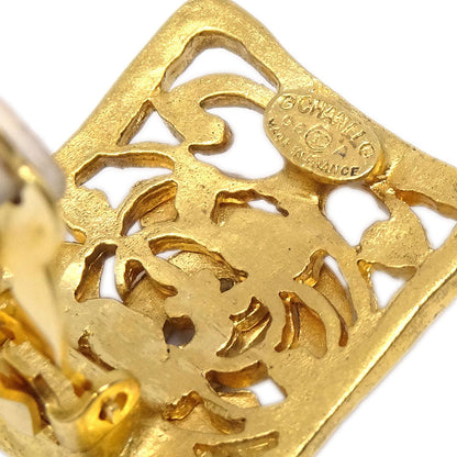 Chanel Rectangle Clip-On Earrings Gold 95A