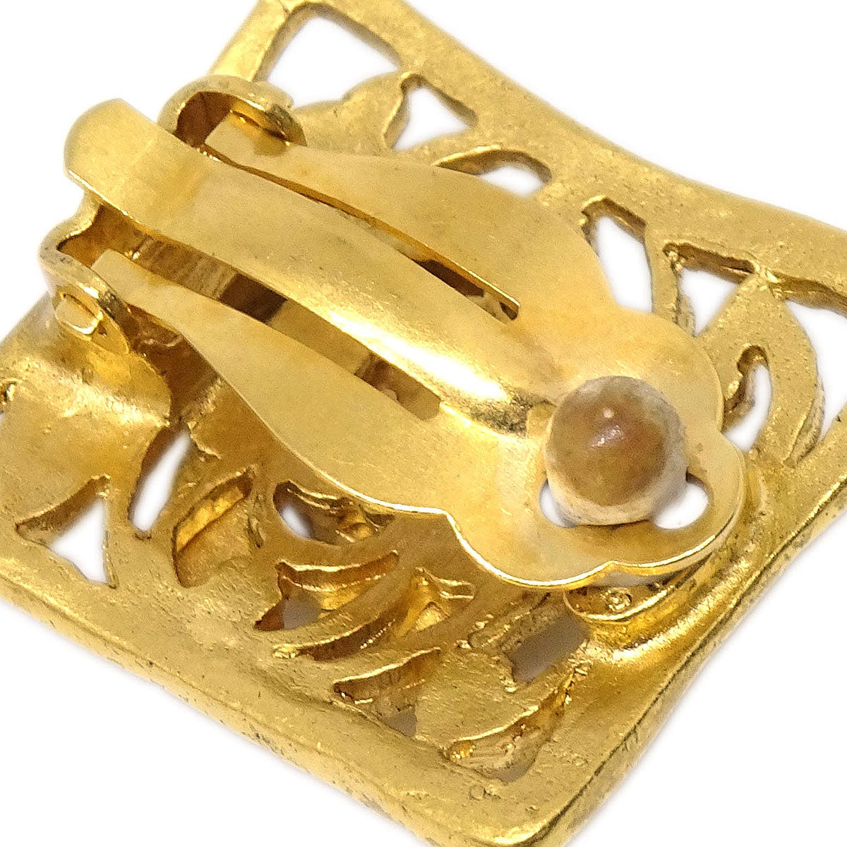 Chanel Rectangle Clip-On Earrings Gold 95A