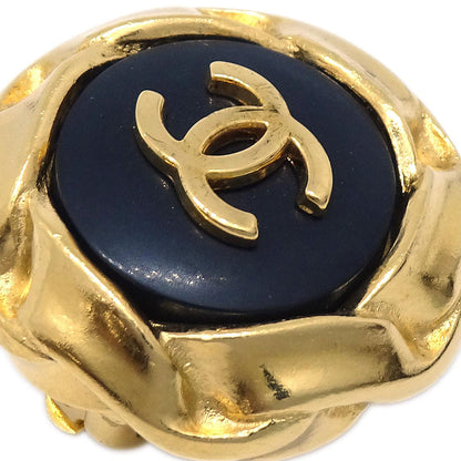 Chanel Black Button Clip-On Earrings 96P