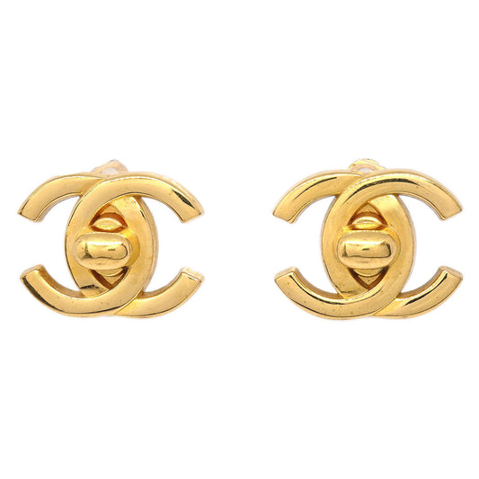 Chanel CC Turnlock Clip-On Earrings Gold Large 95A