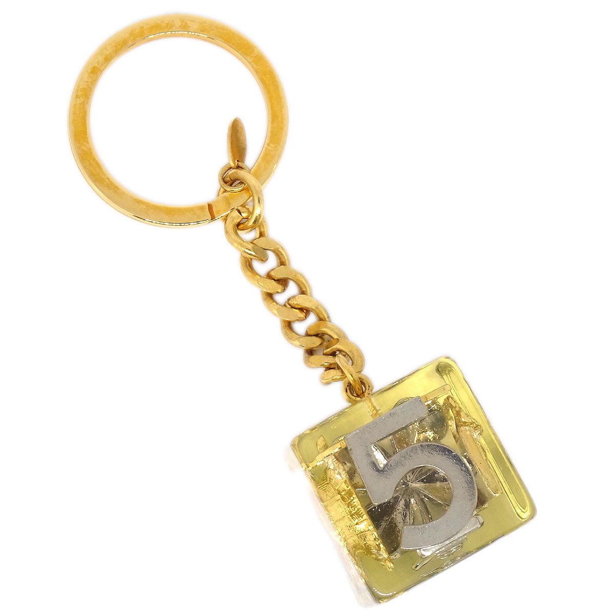 Chanel Gold Key Holder Bag Charm Dice 97P Small Good