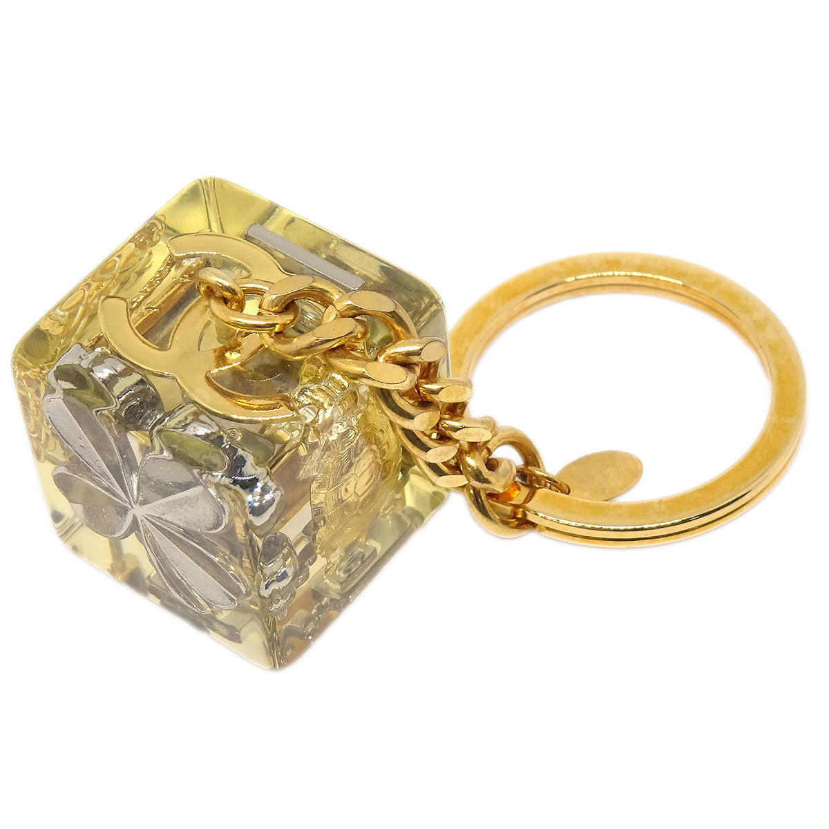 Chanel Gold Key Holder Bag Charm Dice 97P Small Good