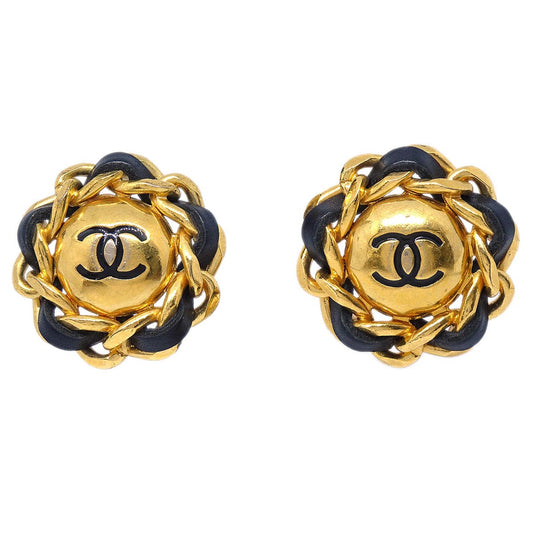Chanel Gold Button Clip-On Earrings 94P