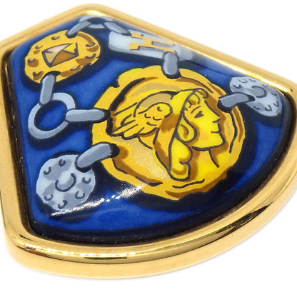 Hermes Gold Enamel Cloisonne Ware Clip-On Earrings