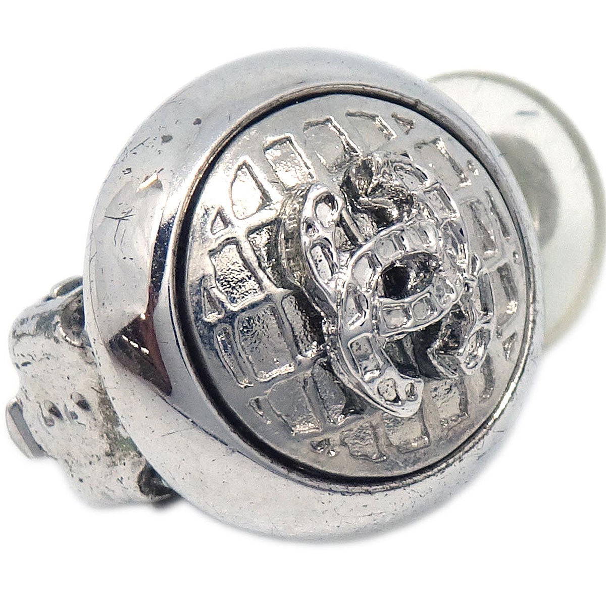 Chanel Button Clip-On Earrings Silver 00A