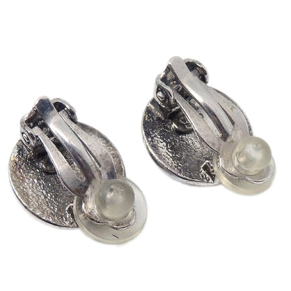Chanel Button Clip-On Earrings Silver 00A