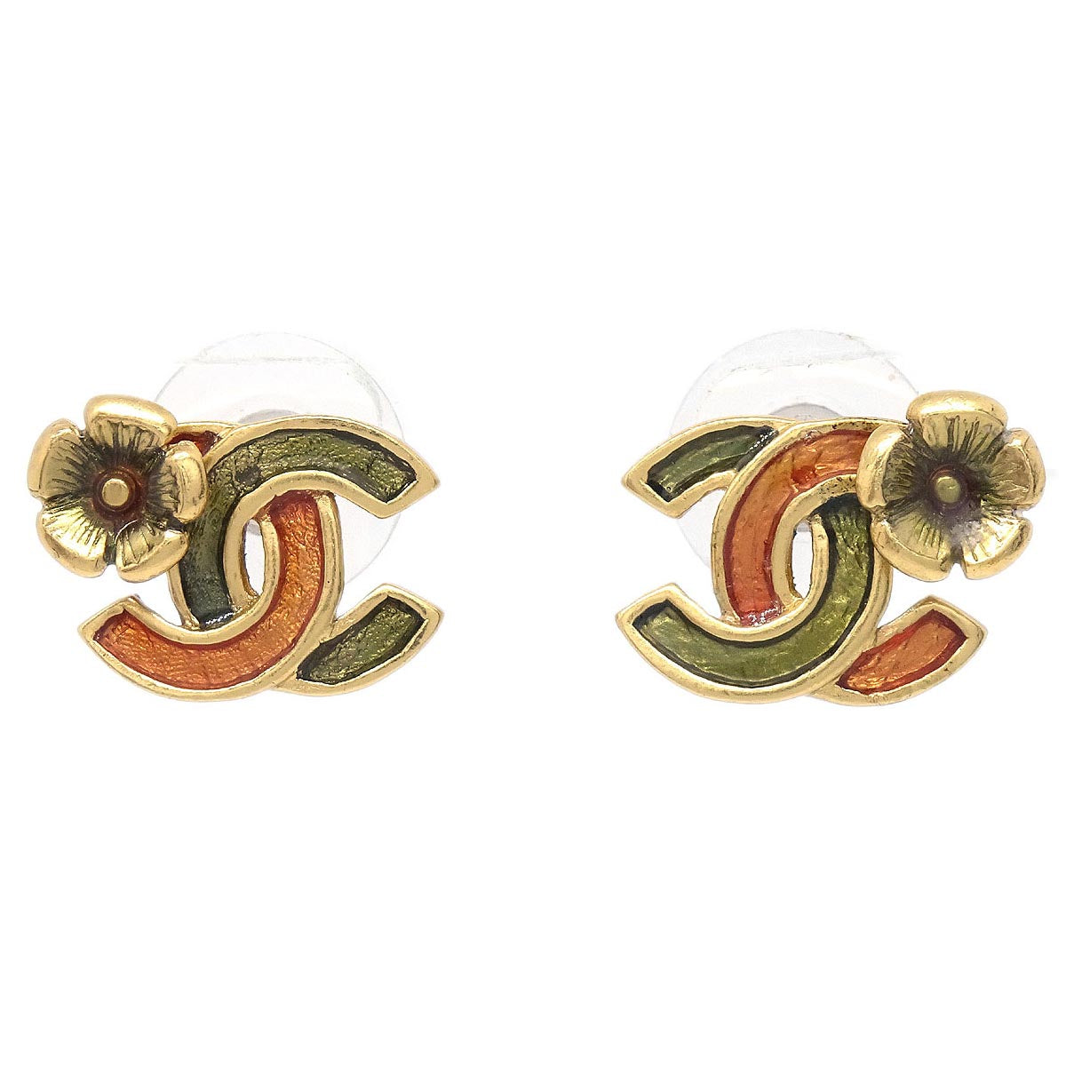 Chanel Pierced Earrings Gold CC 03P