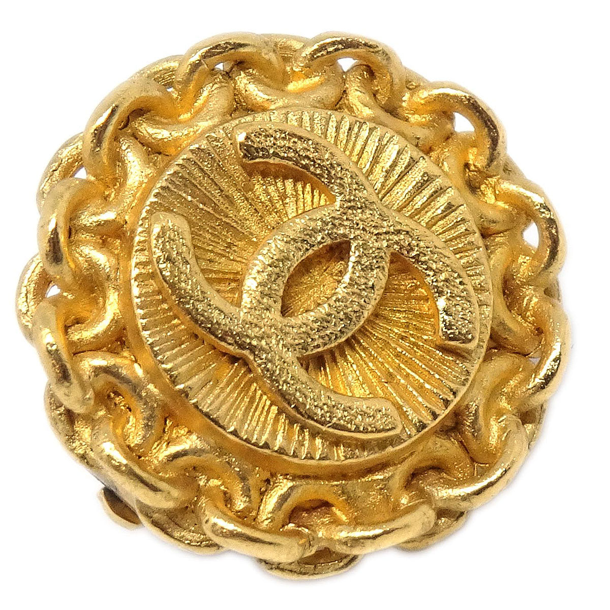 Chanel Button Clip-On Earrings Gold 96P