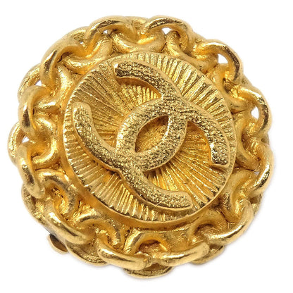 Chanel Button Clip-On Earrings Gold 96P