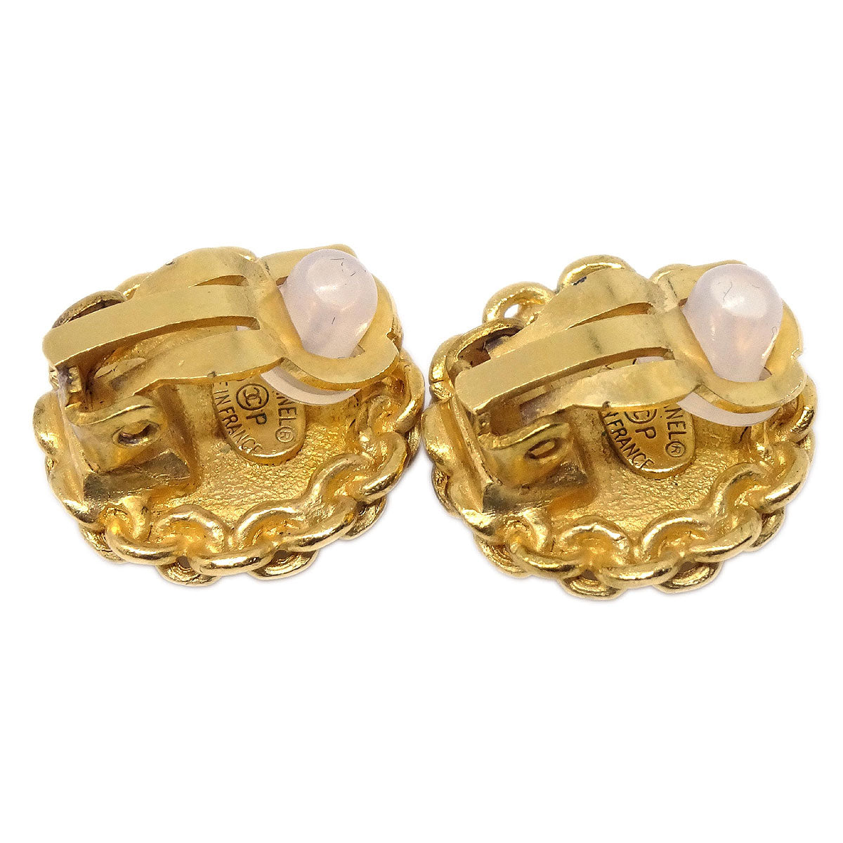 Chanel Button Clip-On Earrings Gold 96P